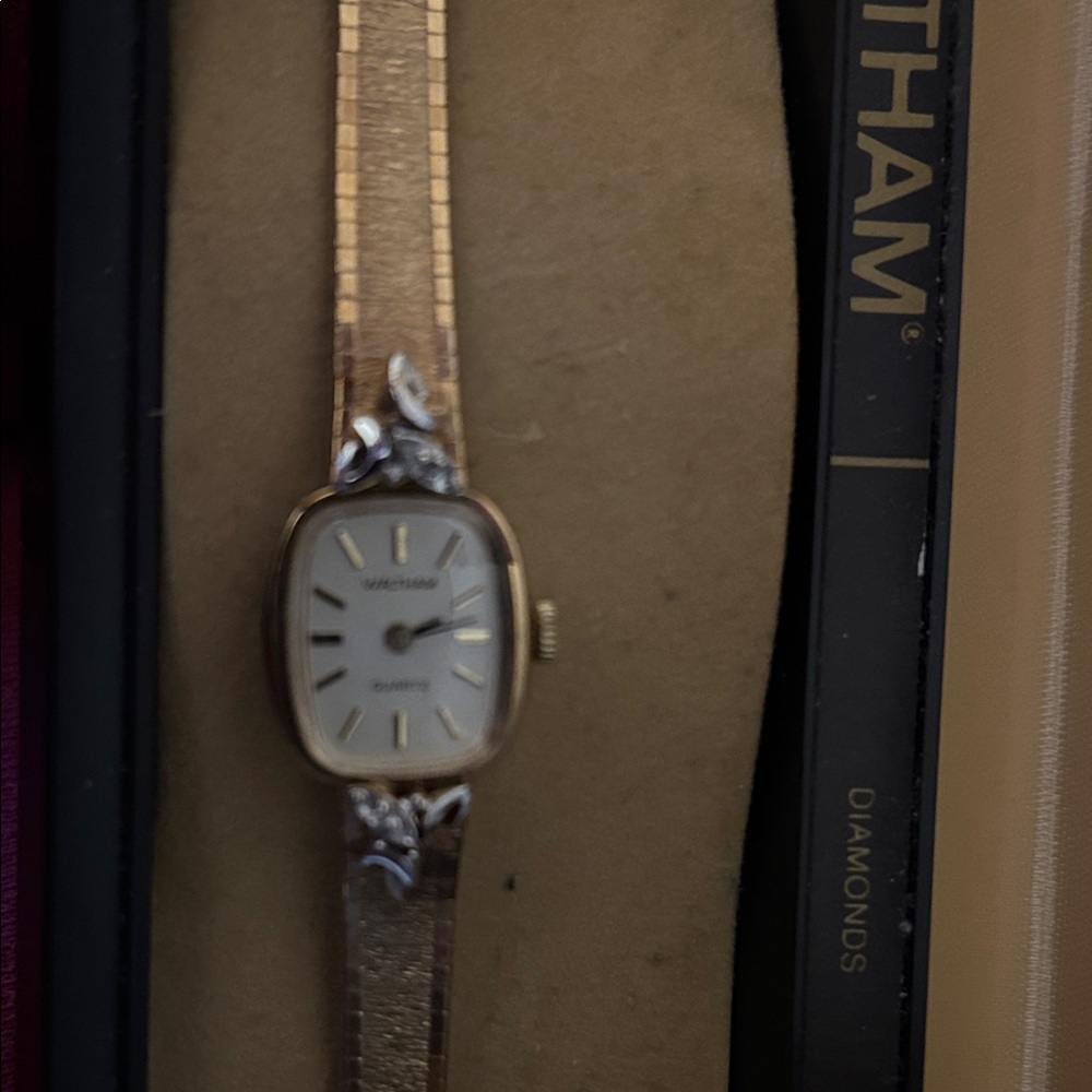 Waltham Gold Watch with Diamond Accents